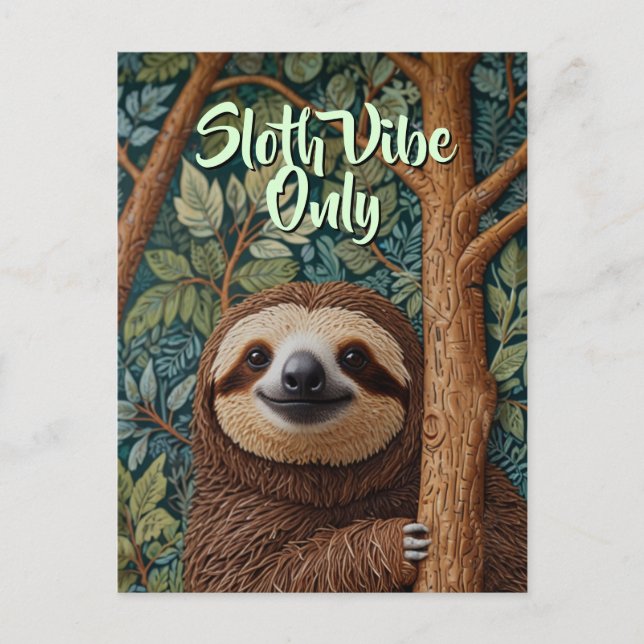 Cute retro boho Sloth Häng in där sloth vibes Vykort (Framsida)