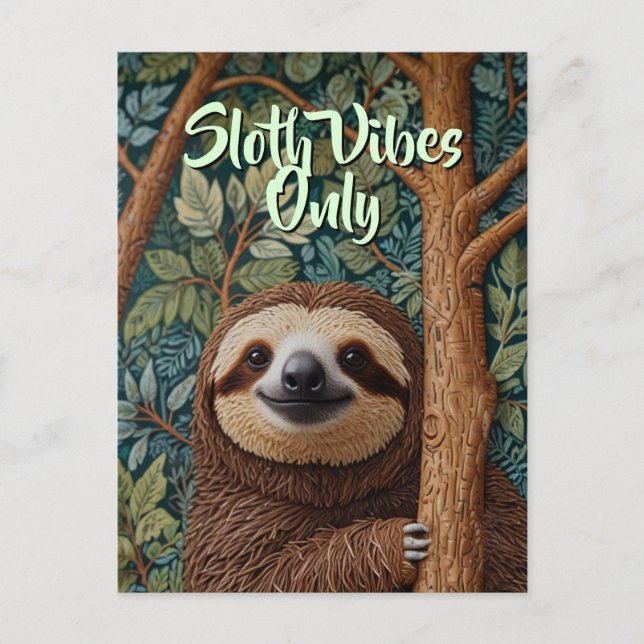 Cute retro boho Sloth Häng in där Vykort (Framsida)