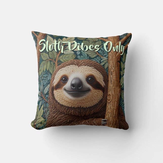 Cute retro boho Sloth Hang in there sloth vibes  Kudde (Framsida)