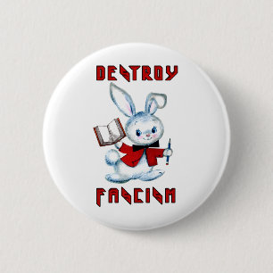 Cute Retro Bunny - Förstör fascismen Knapp