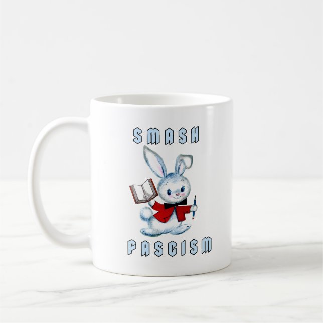 Cute Retro Bunny - Smash Fascism Kaffemugg (Vänster)