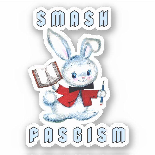 Cute Retro Bunny - Smash Fascism Klistermärken (Framsida)