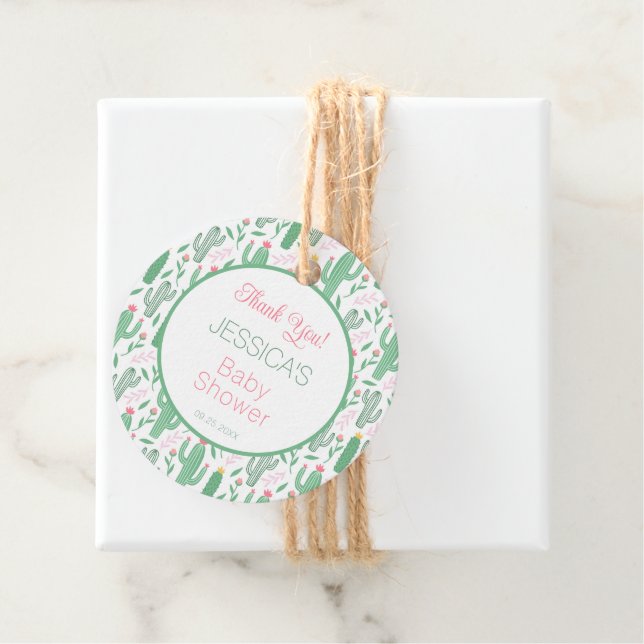 Cute Retro Cactus Succult Blommigt Baby Shower Gåvor Etiketter (På plats)