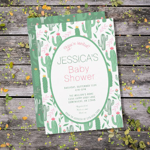 Cute Retro Cactus Succult Blommigt Baby Shower Inbjudningar