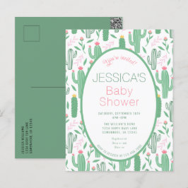 Cute Retro Cactus Succult Blommigt Baby Shower Vykort