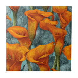 Cute Retro Calle Lilies Tiles For Rustic Kitchen Kakelplatta