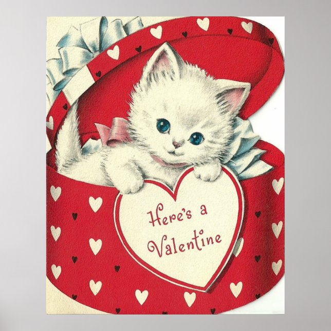 Cute retro cat Valentine Helgdag poster (Framsidan)