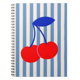 Cute Retro Cherry Striped Anteckningsbok