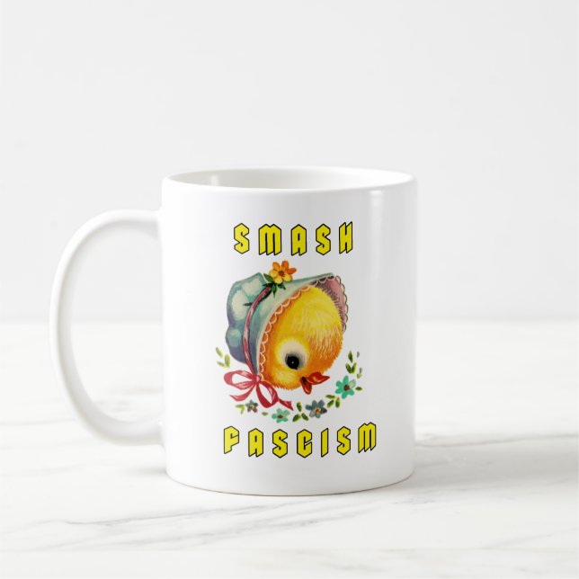 Cute Retro-Chicken - Smash Fascism Kaffemugg (Vänster)