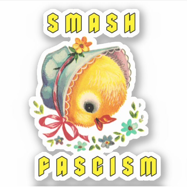 Cute Retro-Chicken - Smash Fascism Klistermärken (Framsida)