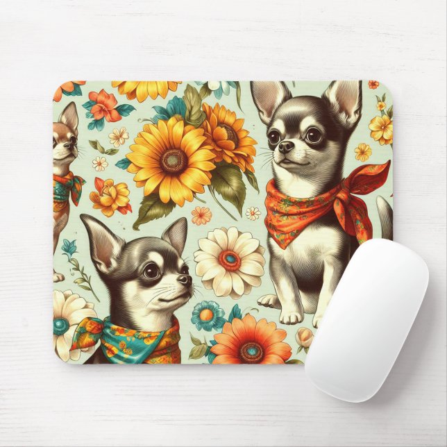 Cute Retro Chihuahua Illustration Musmatta (Med mus)
