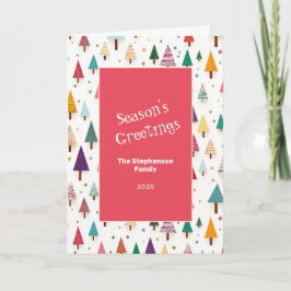 Cute Retro Christmas Trees Helgkort