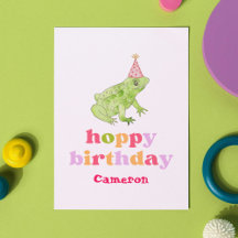 Cute Retro Colorful Frog Personlig Birthday