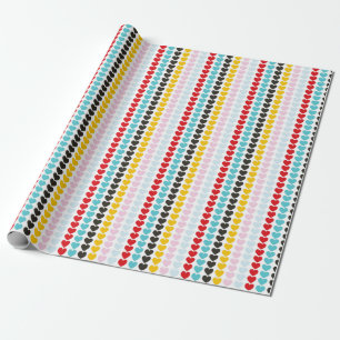 Cute Retro Colorful Hearts Mönster Presentpapper