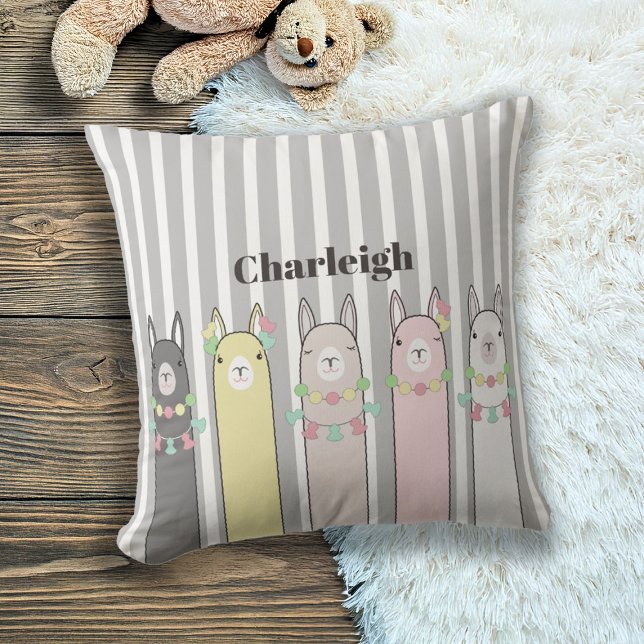 Cute Retro Colorful Llamas Kids Kudde (Skapare uppladdad)