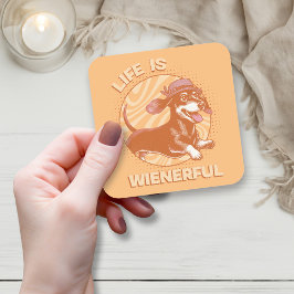 Cute Retro Dachshund "Livet är generöst" Hund älsk Fyrkantigt Klistermärke