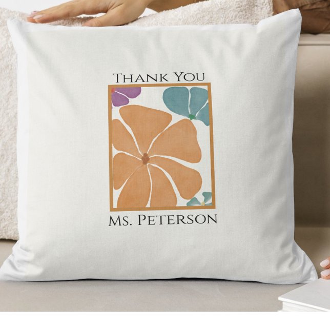 Cute Retro Daisy Lacher Gift Dekorativ kudde (Cute Retro Daisy Teacher Thank You Throw Pillow)