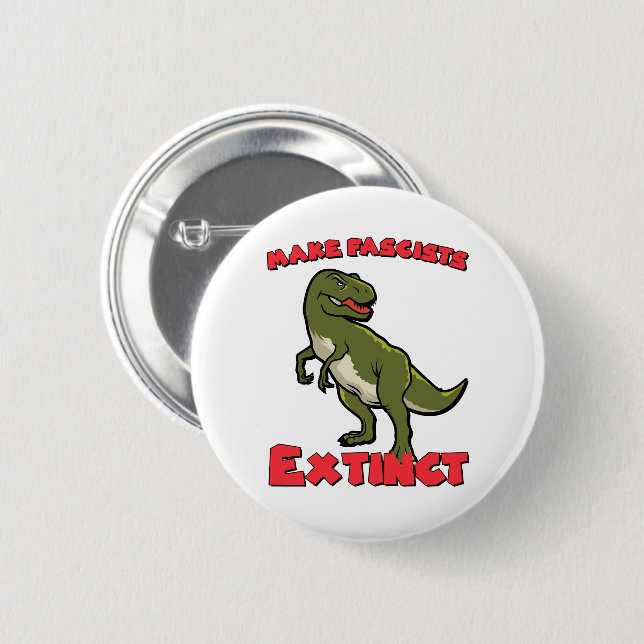 Cute Retro Dinosaur - Utdöda fascister Knapp (Framsida & baksida)