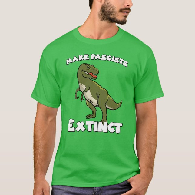 Cute Retro Dinosaur - Utdöda fascister T Shirt (Framsida)