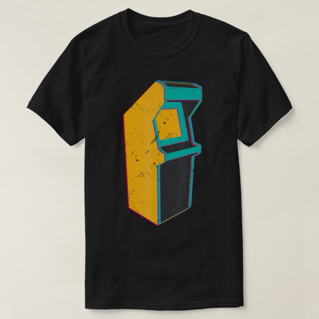 Cute Retro Distressed 80's Arcade Cabinet Game Gif T Shirt (Design framsida)