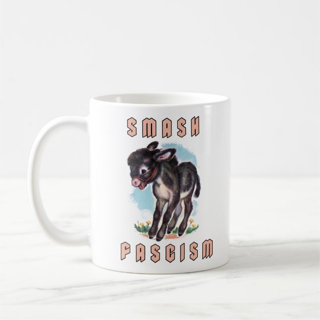 Cute Retro Donkey - Smash Fascism Kaffemugg (Vänster)