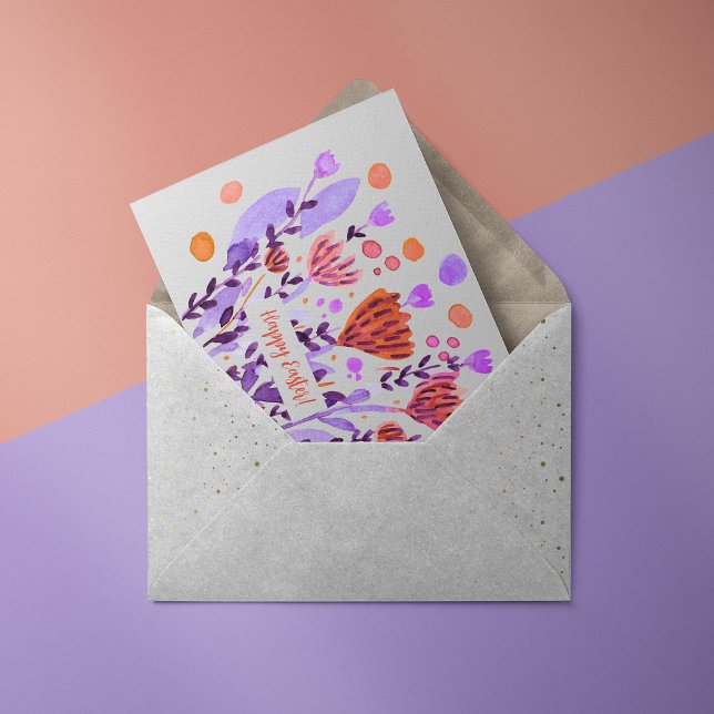 Cute retro doodle-blommor Påsk-kort Julkort (Skapare uppladdad)