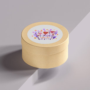 Cute retro doodle Blommor Påsk Sticker Runt Klistermärke