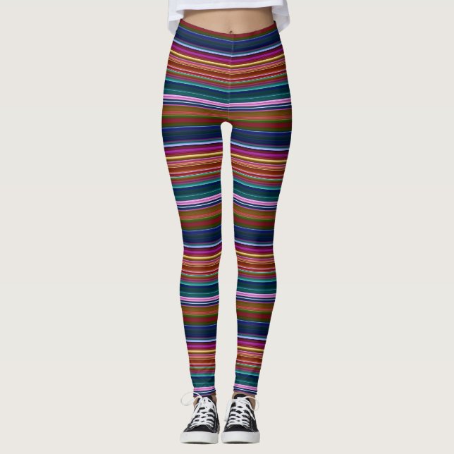 Cute retro-färglöst rand leggings (Framsida)