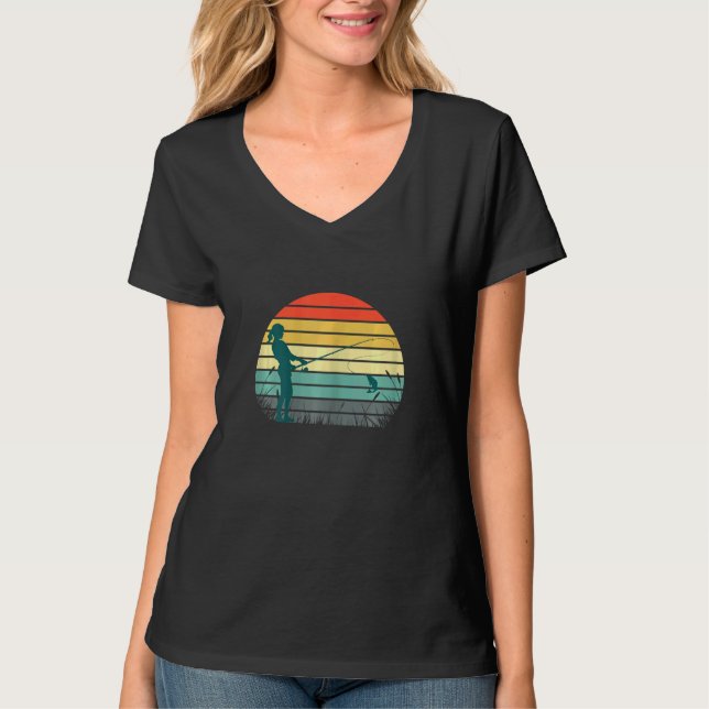 Cute Retro-fiske bara en flicka som Kärlek fiskar T Shirt (Framsida)
