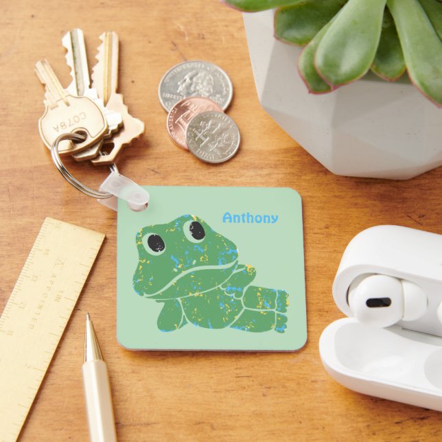 Cute Retro Frog Graphic-Personlig Nyckelring (Skrivbord)