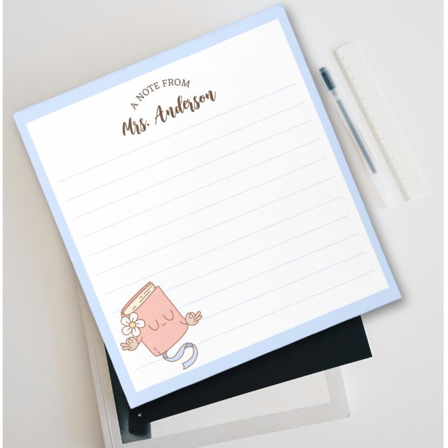 Cute Retro Funny Bok meditating Back to school Anteckningsblock (Skapare uppladdad)