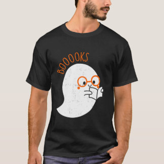 Cute Retro Ghost Bok Reading Bok Älskare Funny Ha T Shirt