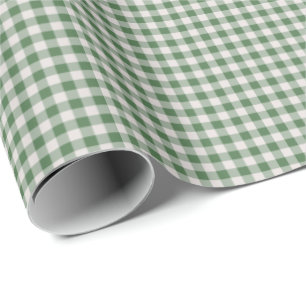 Cute Retro Gingham Play Mönster   Vinter-Grönt Presentpapper