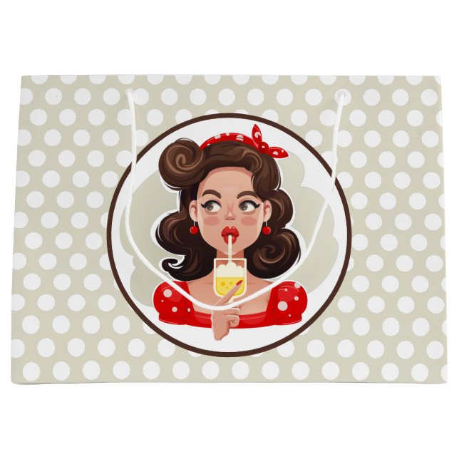 Cute Retro Girl Cocktail Gift Bag (Framsidan)