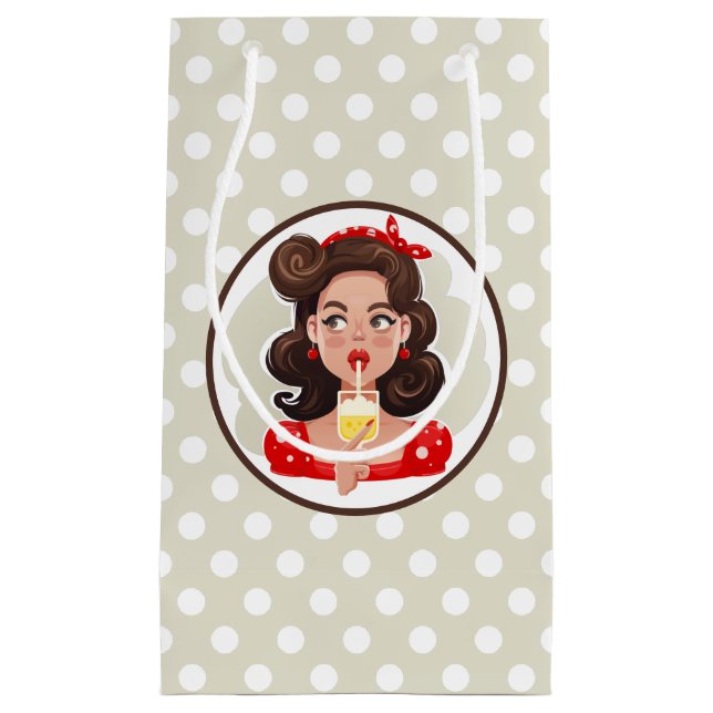 Cute Retro Girl Cocktail Gift Bag (Framsidan)