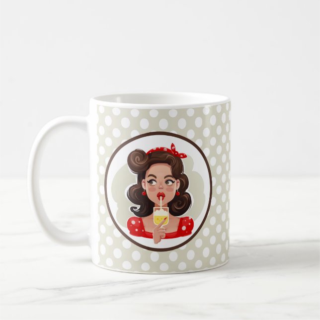 Cute Retro Girl Cocktail Mugg (Vänster)