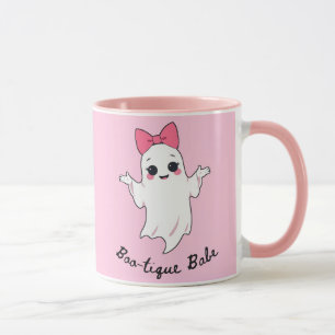 Cute Retro Girl Ghost med Rosa Hair Bow Mugg