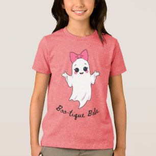 Cute Retro Girl Ghost med Rosa Hair Bow T Shirt