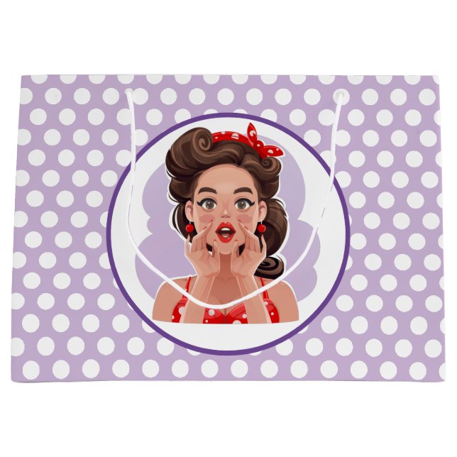 Cute Retro Girl Gift Bag (Framsidan)