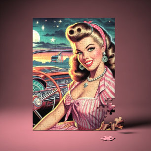 Cute Retro Girl Pussel