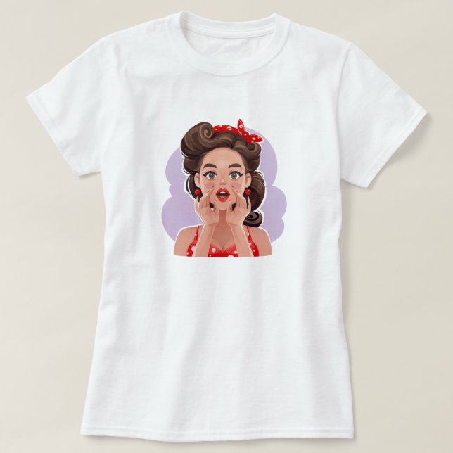 Cute Retro Girl T-Shirt (Design framsida)