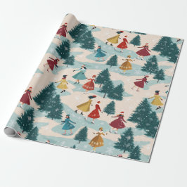 Cute Retro Girls Skating Presentpapper