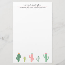 Cute Retro Girly Succulent Cactus Brevpapper