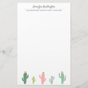 Cute Retro Girly Succulent Cactus Brevpapper