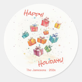 Cute Retro Glad helg Runt Klistermärke