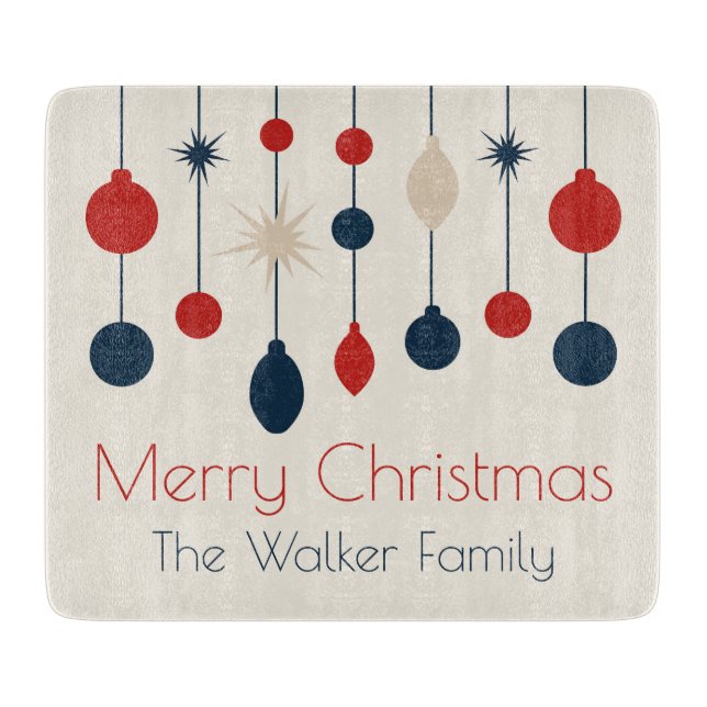 Cute Retro God jul Red Blue Ornaments (Framsidan)