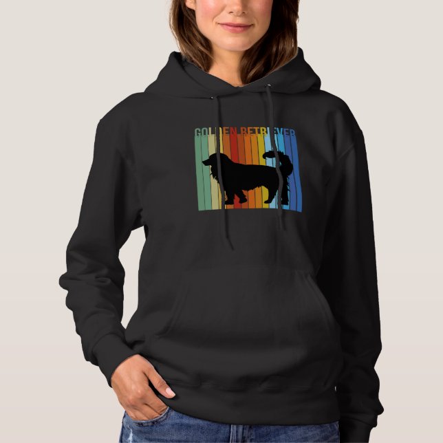 Cute Retro Golden Retriever Rainbow T Shirt (Framsida)