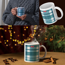 Cute retro grönt gingham kaffemugg