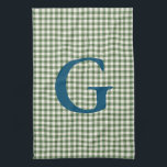 Cute Retro Grönt Gingham Play Mönster Monogram Kökshandduk<br><div class="desc">Cute Retro Grönt Gingham Play Mönster Monogram Kitchen Towel</div>