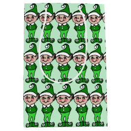 Cute Retro Grönt jul Elves Elf Gift Bag